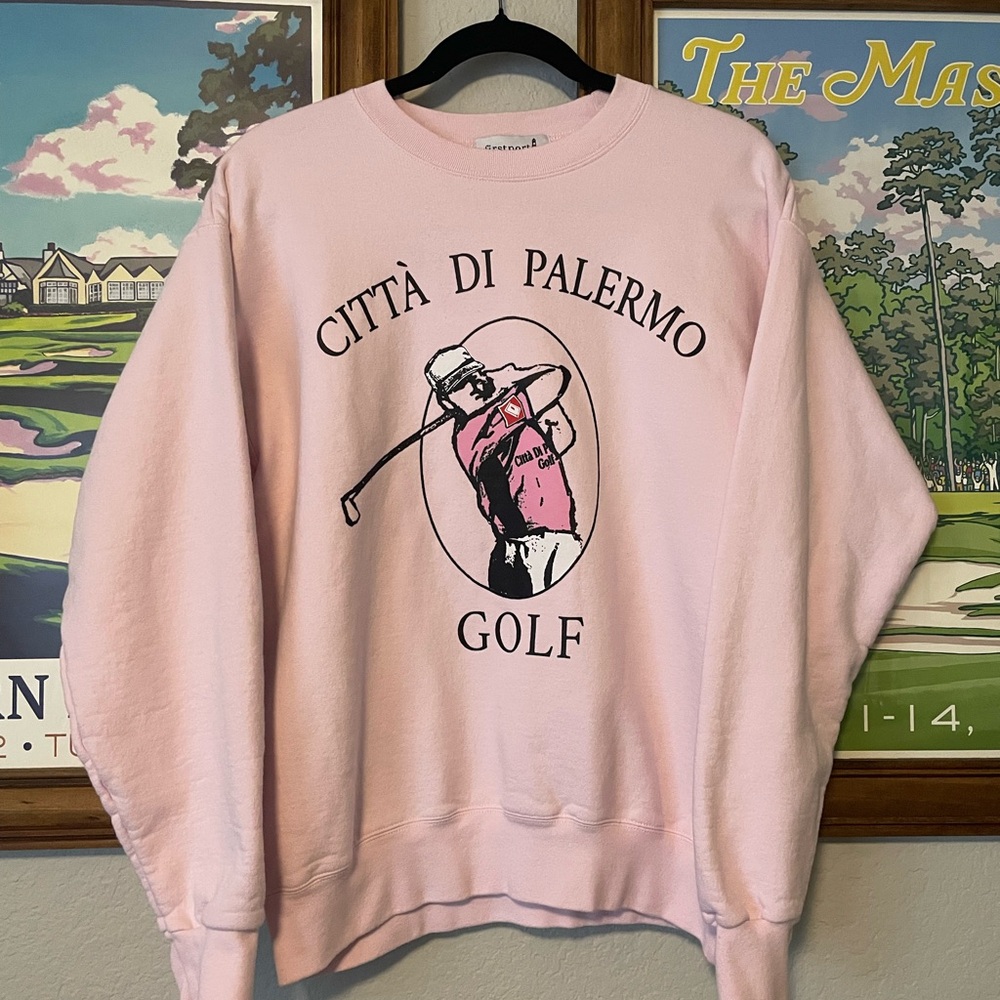Città Di Palermo Golf Crewneck Sweatshirt Pink Graphic Pullover Italy Golf